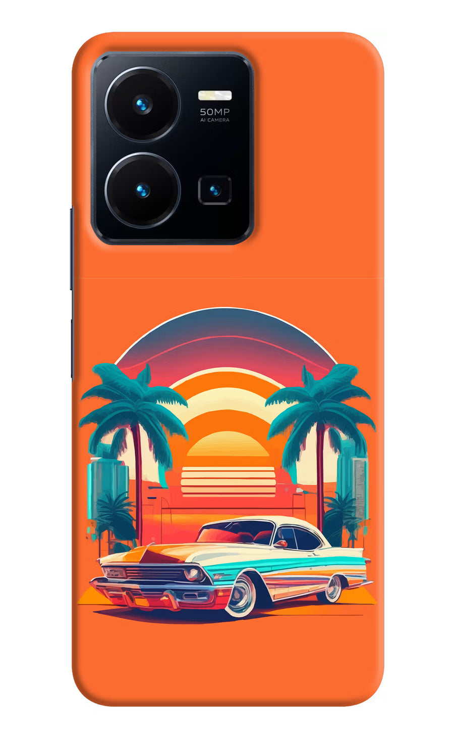 Palm Drive 80s Vivo Y35 Back Cover, Hard case
