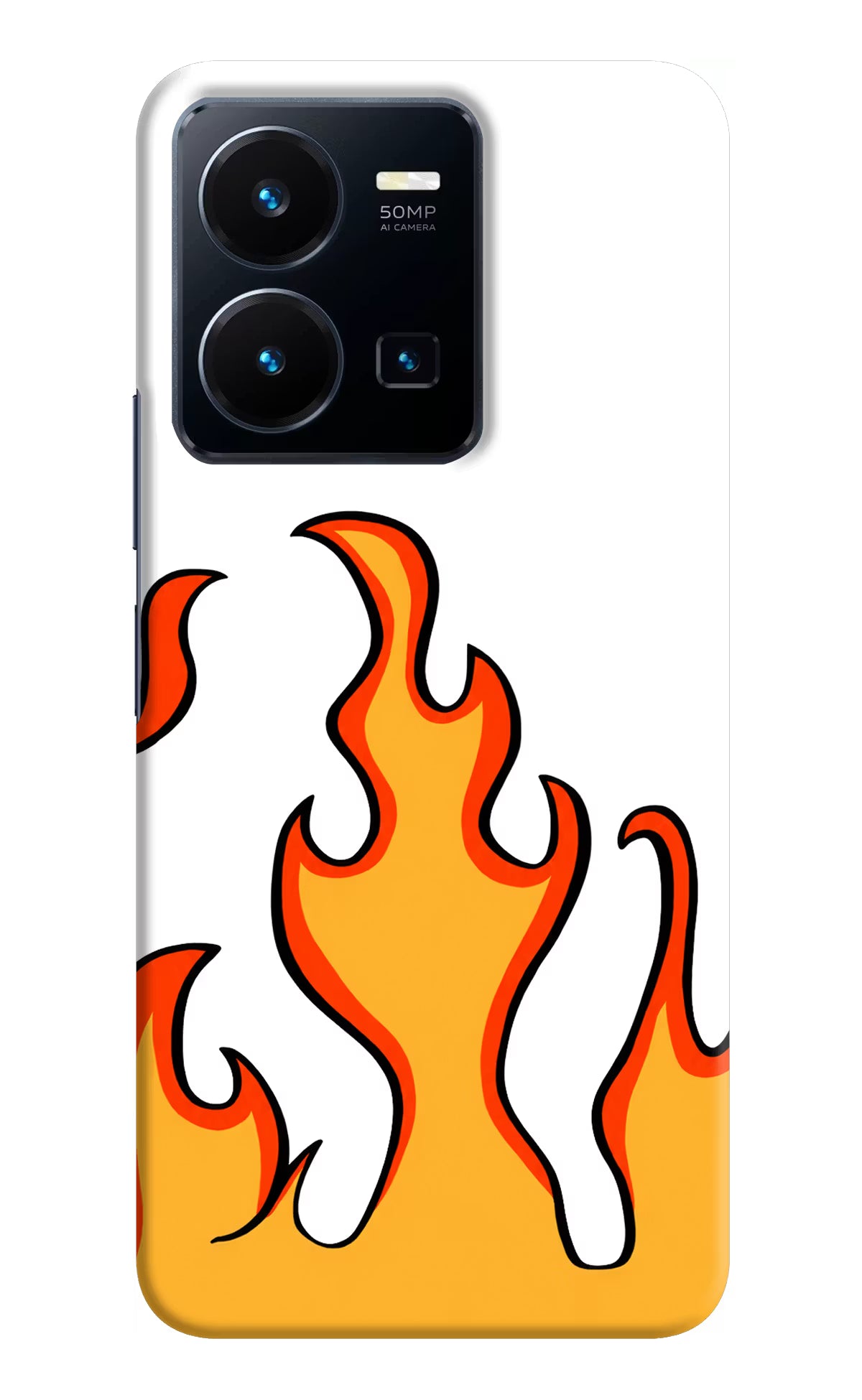 Fired Up – White Vivo Y35 Hard Case Back Cover by Casekaro