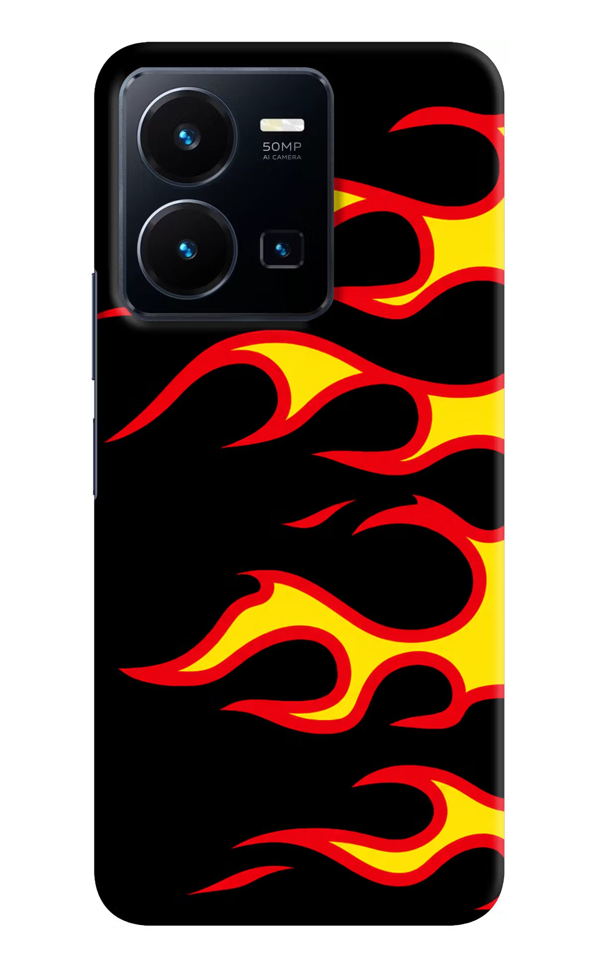 Side Sweep Flames Vivo Y35 Hard Case Back Cover by Casekaro