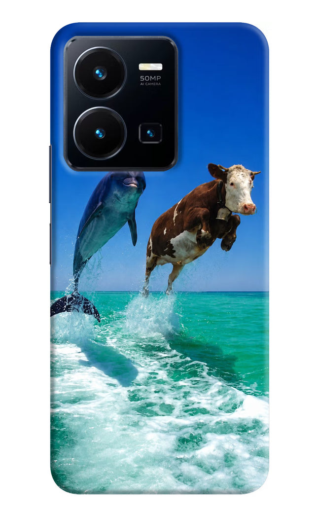 Dolphin vs Cow Vivo Y35 Hard Case Back Cover by Casekaro