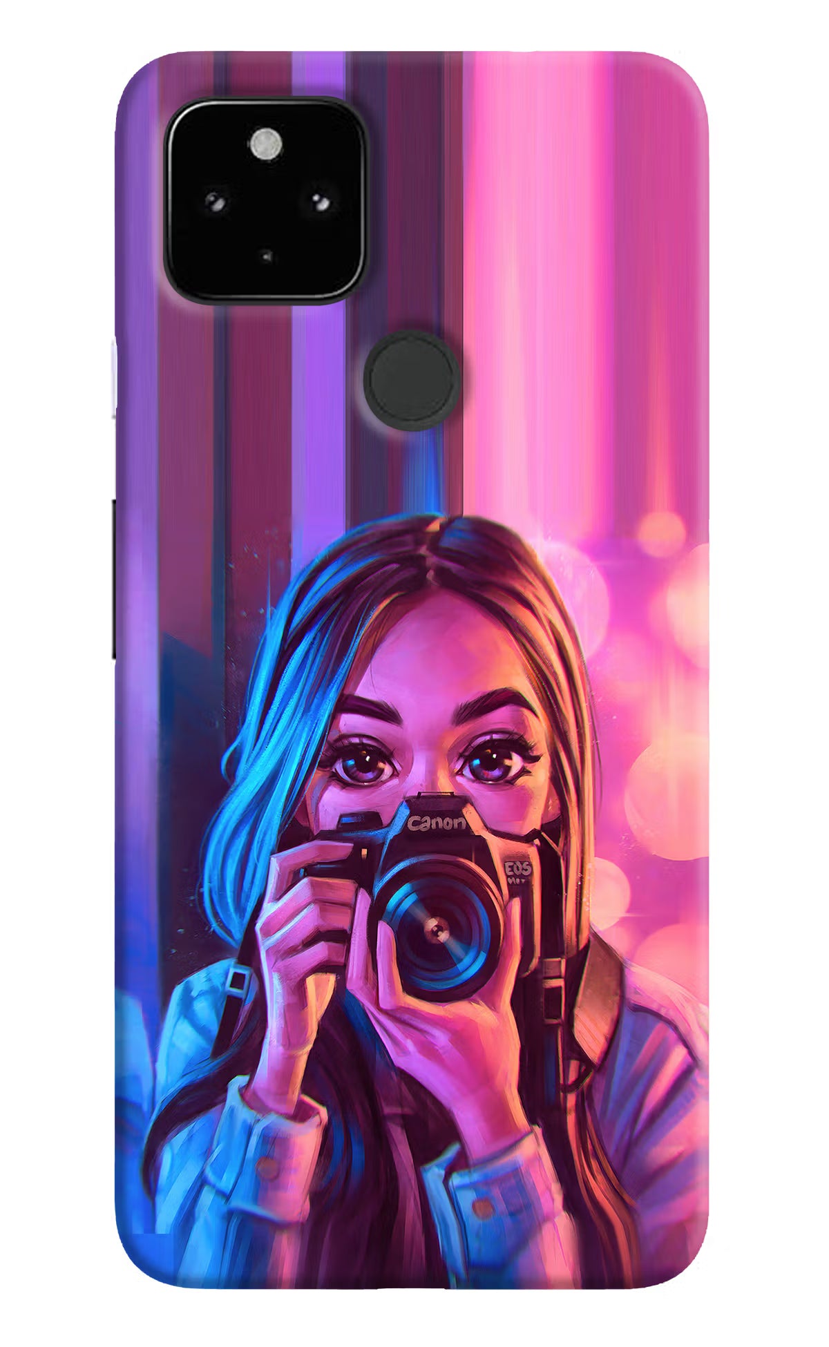 Girl Photographer Google Pixel 4A Hard Case Back Cover by Casekaro