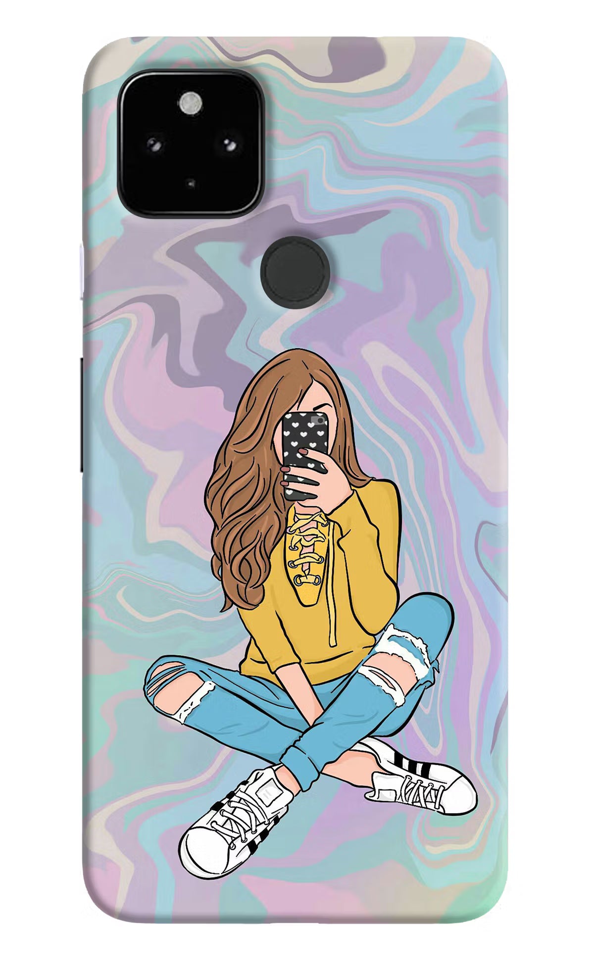 Selfie Girl Google Pixel 4A Hard Case Back Cover by Casekaro