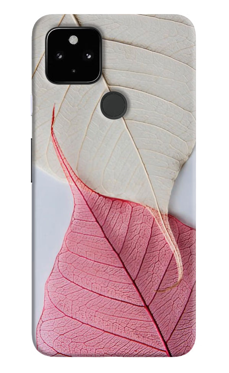 White Pink Leaf Google Pixel 4A Back Cover, Hard case