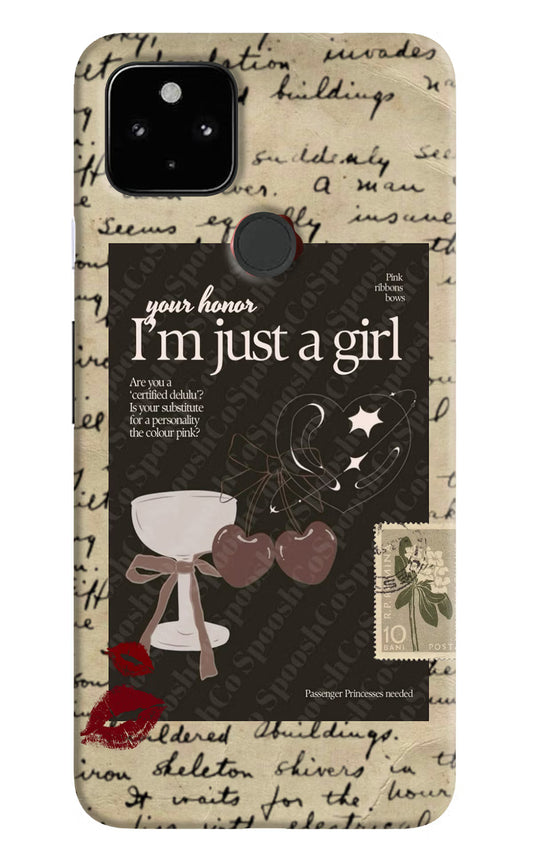 I am just a girl Google Pixel 4A Hard Case Back Cover by Casekaro