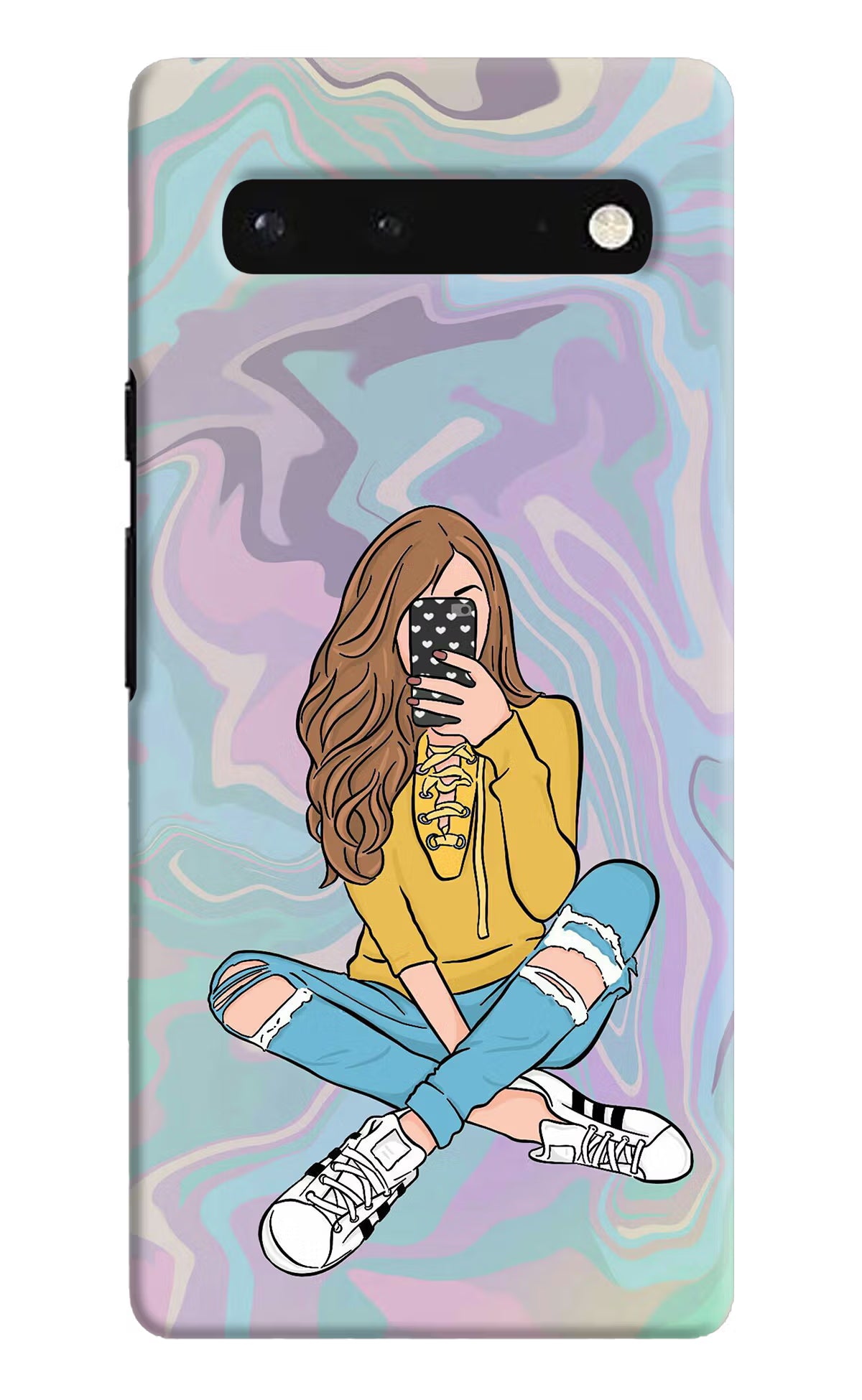 Selfie Girl Google Pixel 6 Hard Case Back Cover by Casekaro