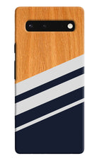 Blue and white wooden Google Pixel 6 Hard Case Back Cover by Casekaro