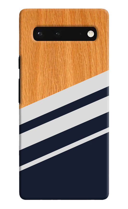 Blue and white wooden Google Pixel 6 Hard Case Back Cover by Casekaro