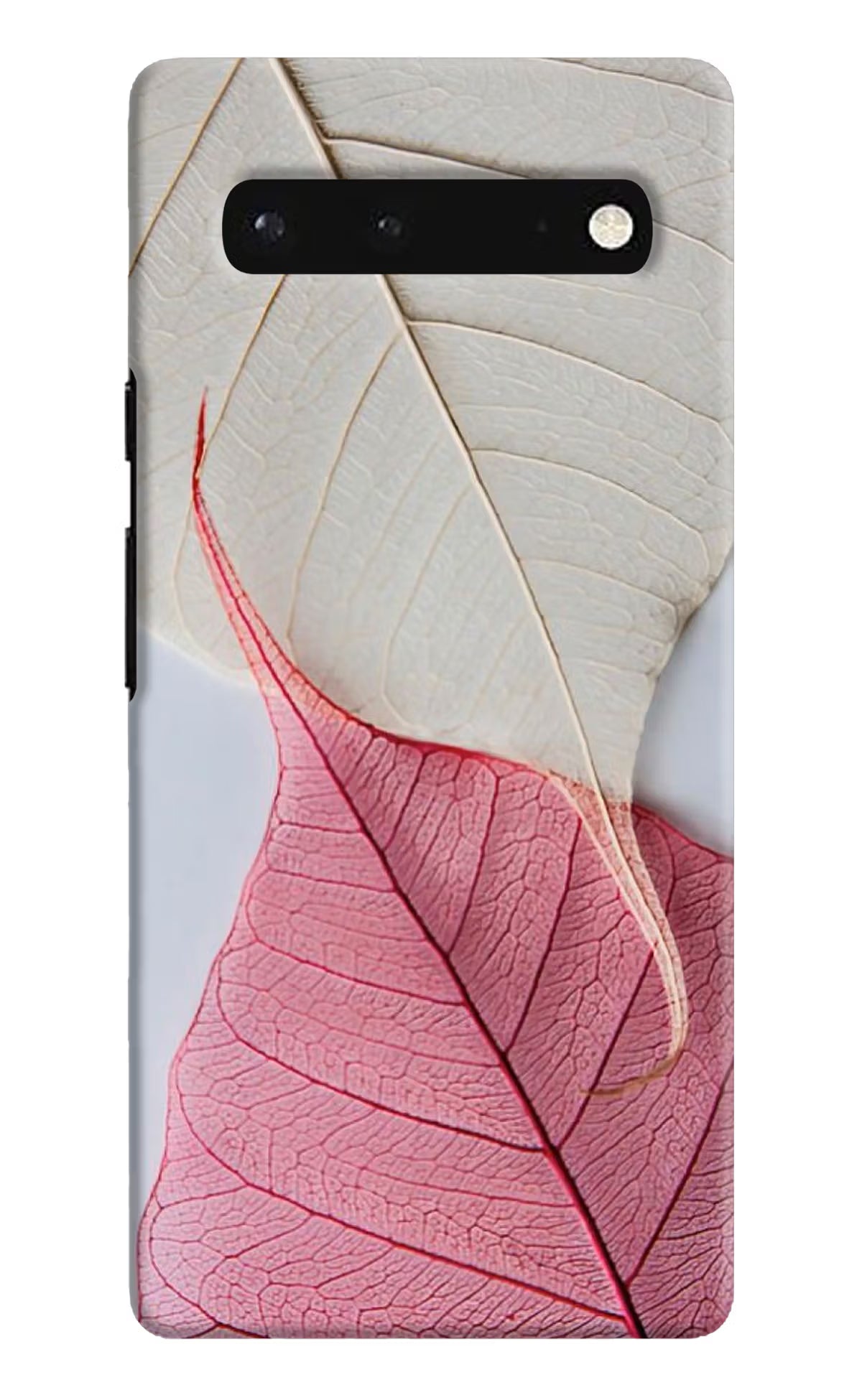 White Pink Leaf Google Pixel 6 Hard Case Back Cover by Casekaro