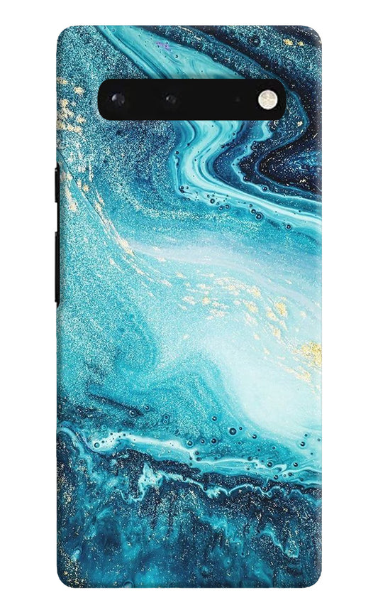 Blue Glitter Marble Google Pixel 6 Hard Case Back Cover by Casekaro