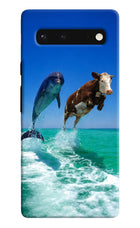 Dolphin vs Cow Google Pixel 6 Hard Case Back Cover by Casekaro