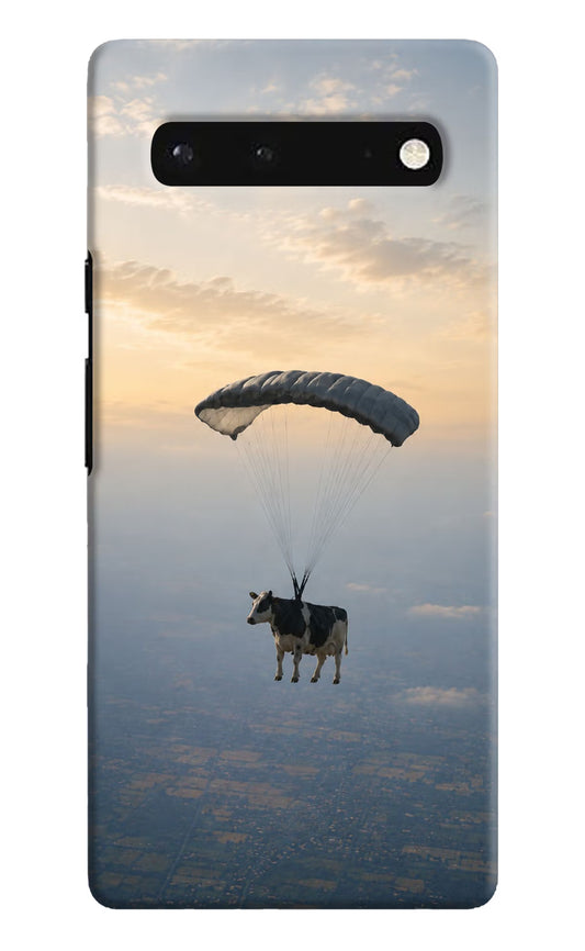 Skydiving Cow Google Pixel 6 Hard Case Back Cover by Casekaro