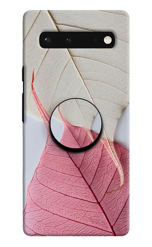 White Pink Leaf Google Pixel 6 Pop Case by Casekaro