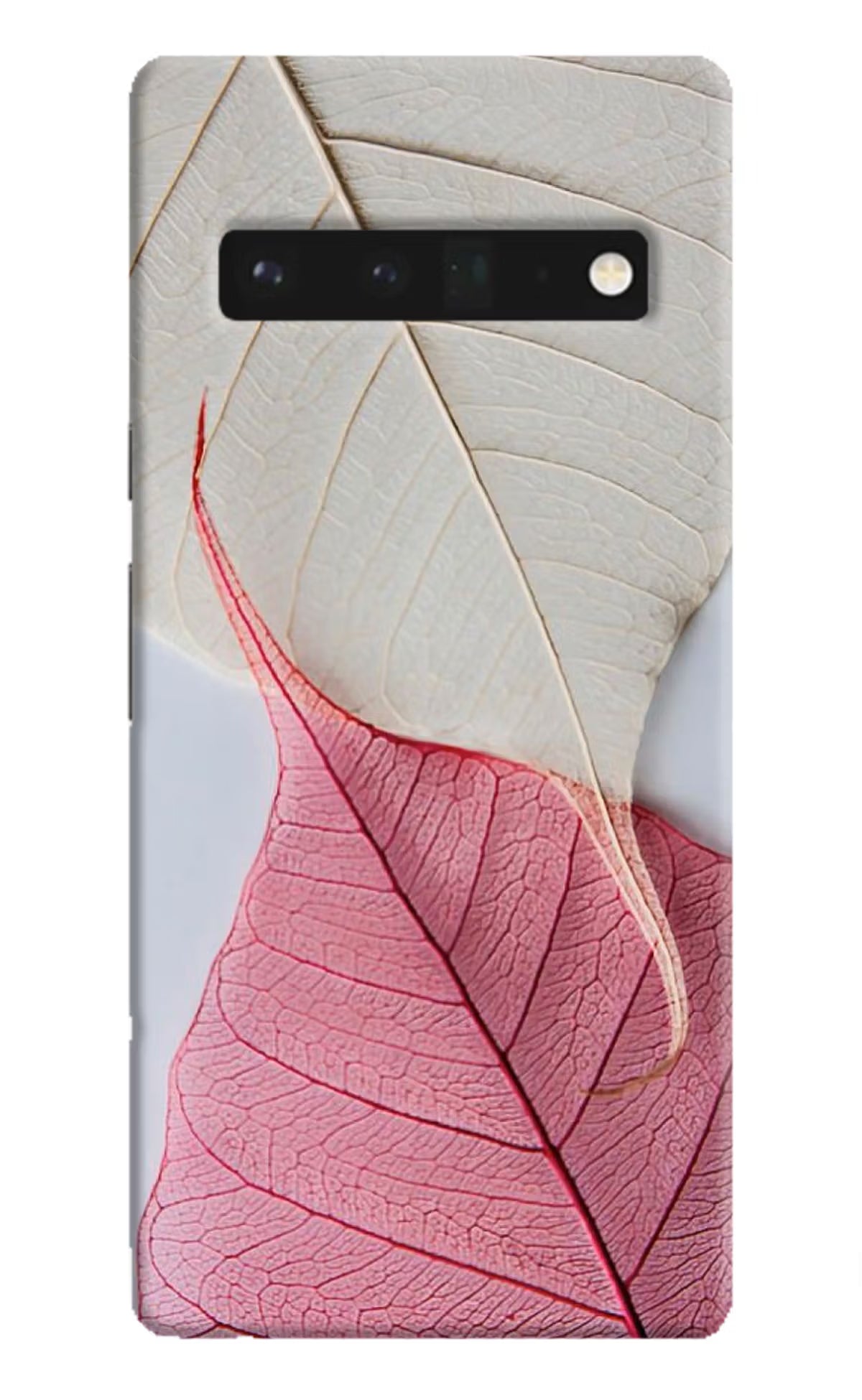White Pink Leaf Google Pixel 6 Pro Hard Case Back Cover by Casekaro