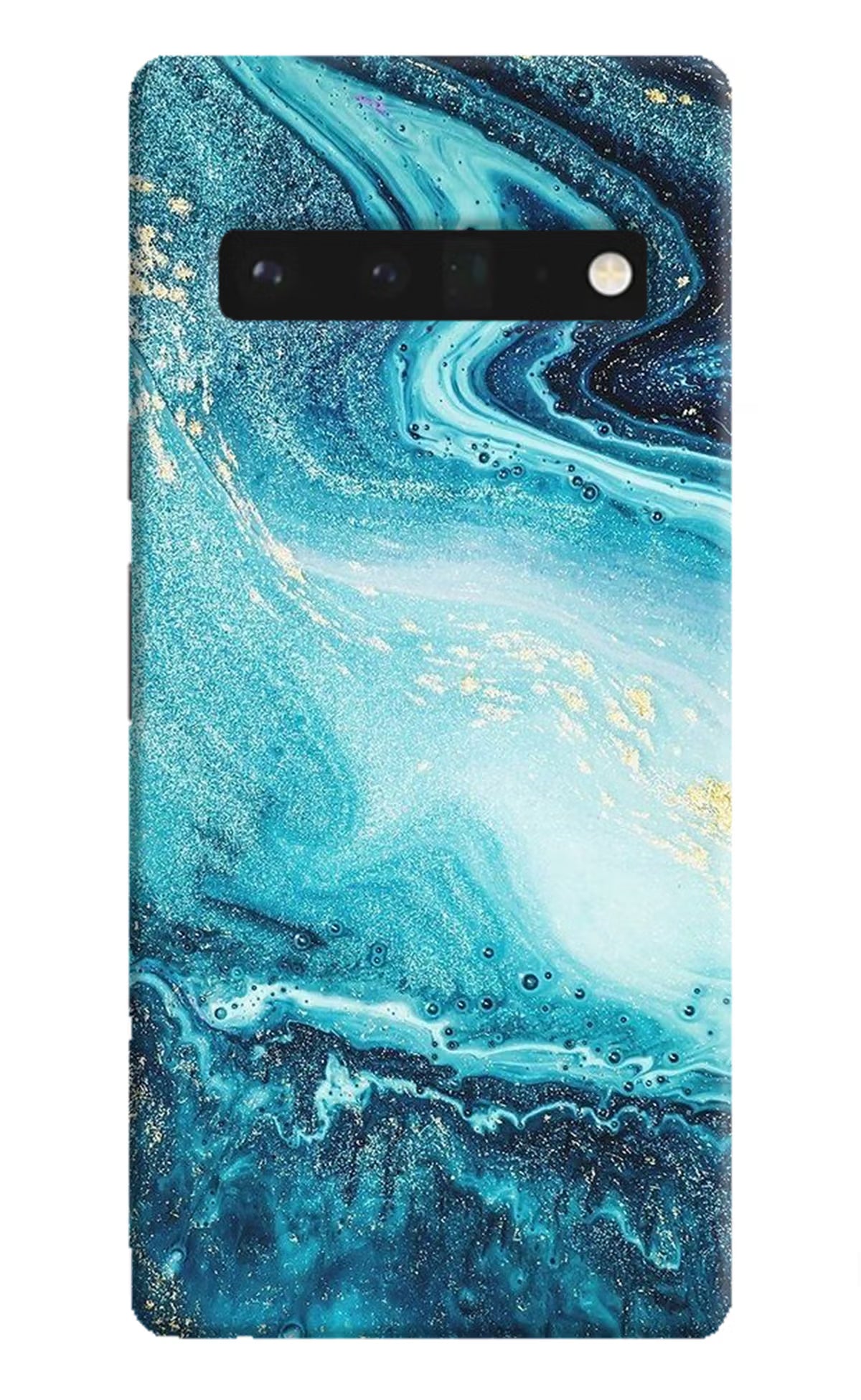 Blue Glitter Marble Google Pixel 6 Pro Hard Case Back Cover by Casekaro