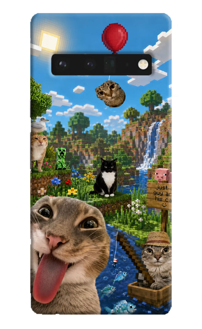 Minecraft Cat Chaos Google Pixel 6 Pro Hard Case Back Cover by Casekaro