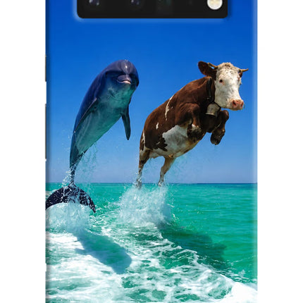 Dolphin vs Cow Google Pixel 6 Pro Hard Case Back Cover by Casekaro