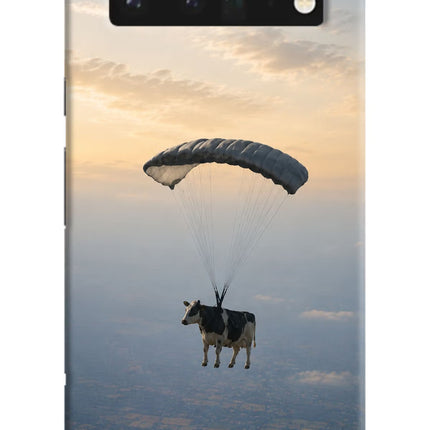 Skydiving Cow Google Pixel 6 Pro Hard Case Back Cover by Casekaro