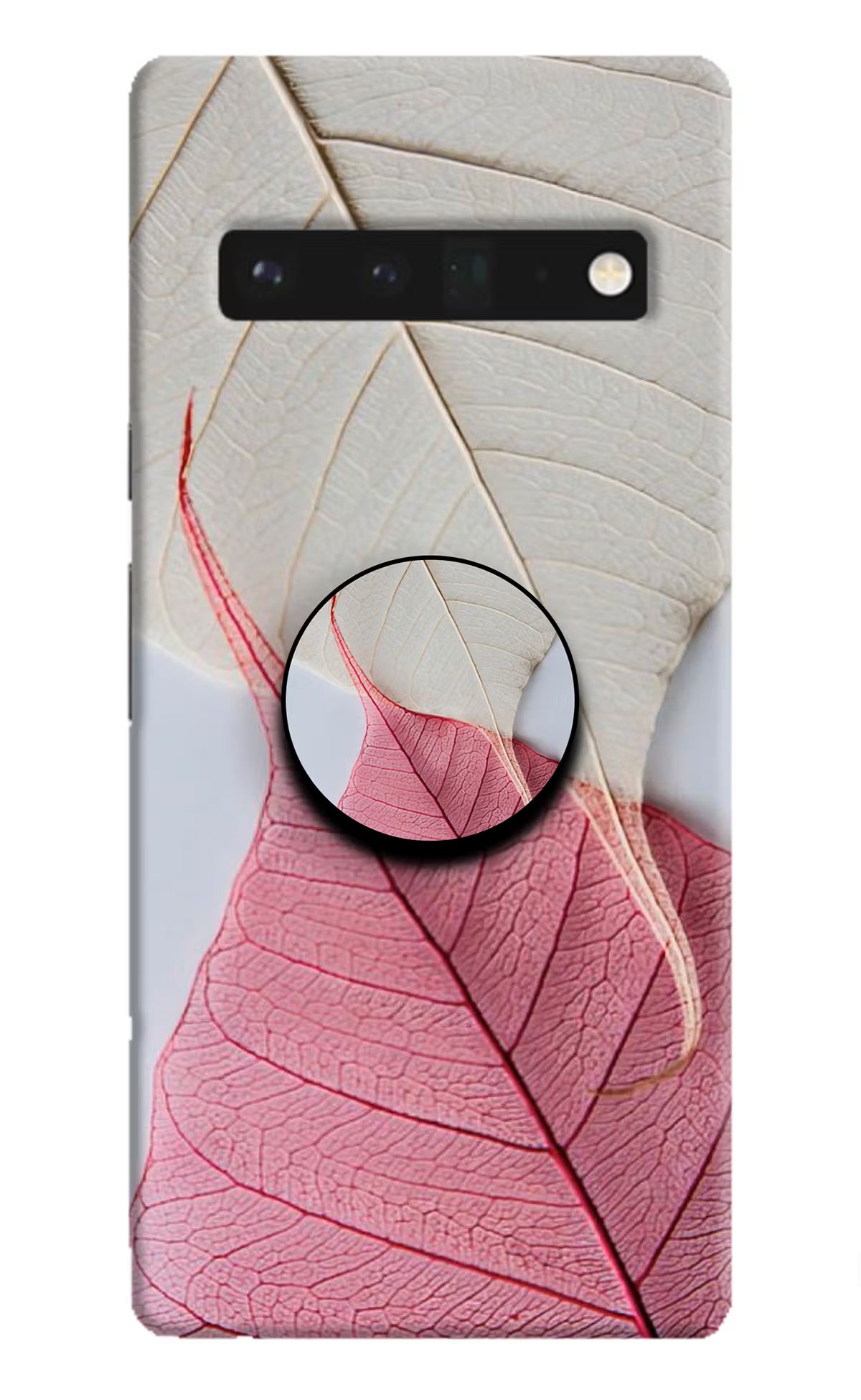 White Pink Leaf Google Pixel 6 Pro Pop Case by Casekaro