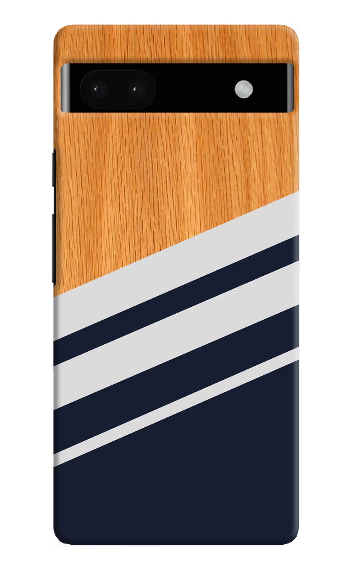 Blue and white wooden Google Pixel 6A Hard Case Back Cover by Casekaro