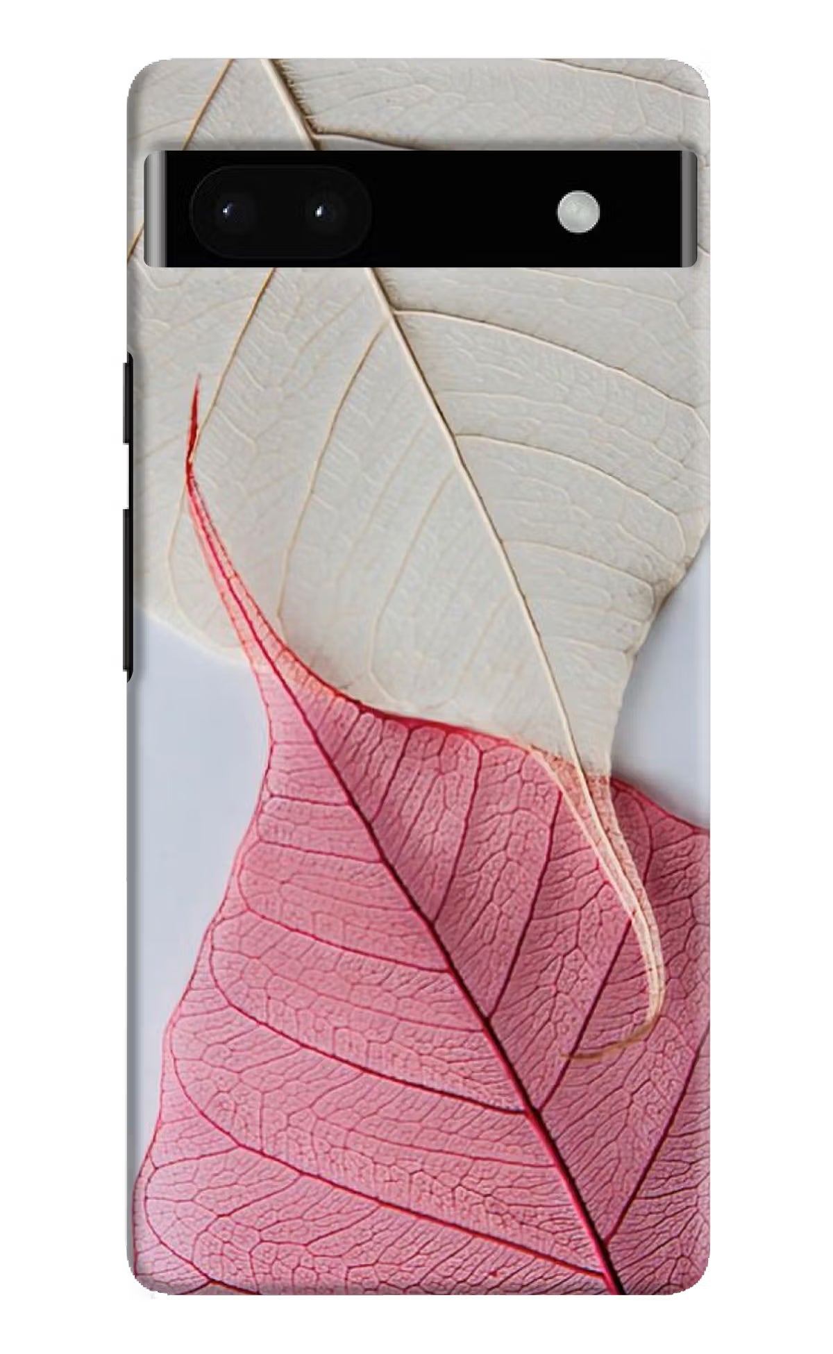 White Pink Leaf Google Pixel 6A Hard Case Back Cover by Casekaro