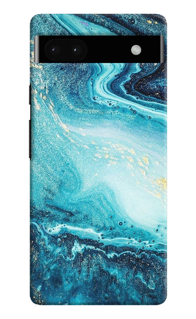 Blue Glitter Marble Google Pixel 6A Hard Case Back Cover by Casekaro