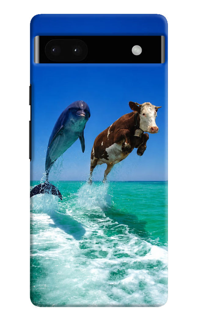 Dolphin vs Cow Google Pixel 6A Hard Case Back Cover by Casekaro