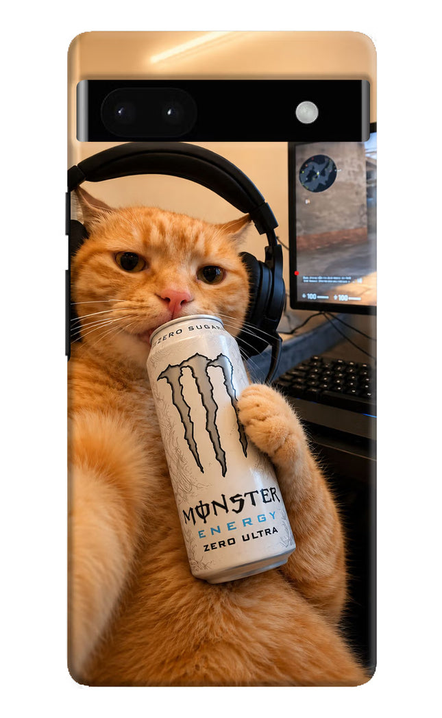 Gamer Cat Energy Google Pixel 6A Hard Case Back Cover by Casekaro