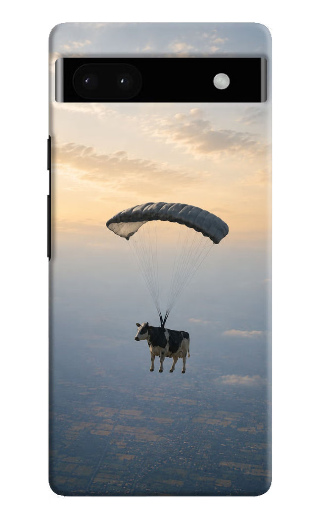 Skydiving Cow Google Pixel 6A Hard Case Back Cover by Casekaro