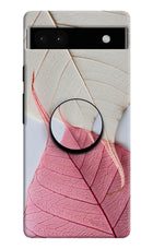 White Pink Leaf Google Pixel 6A Pop Case by Casekaro