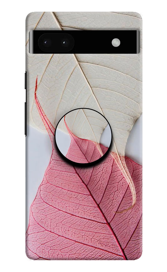 White Pink Leaf Google Pixel 6A Pop Case by Casekaro