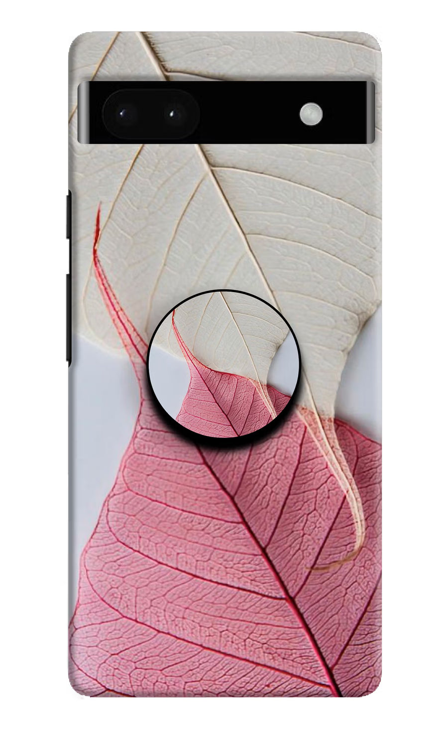 White Pink Leaf Google Pixel 6A Pop Case, Hard case