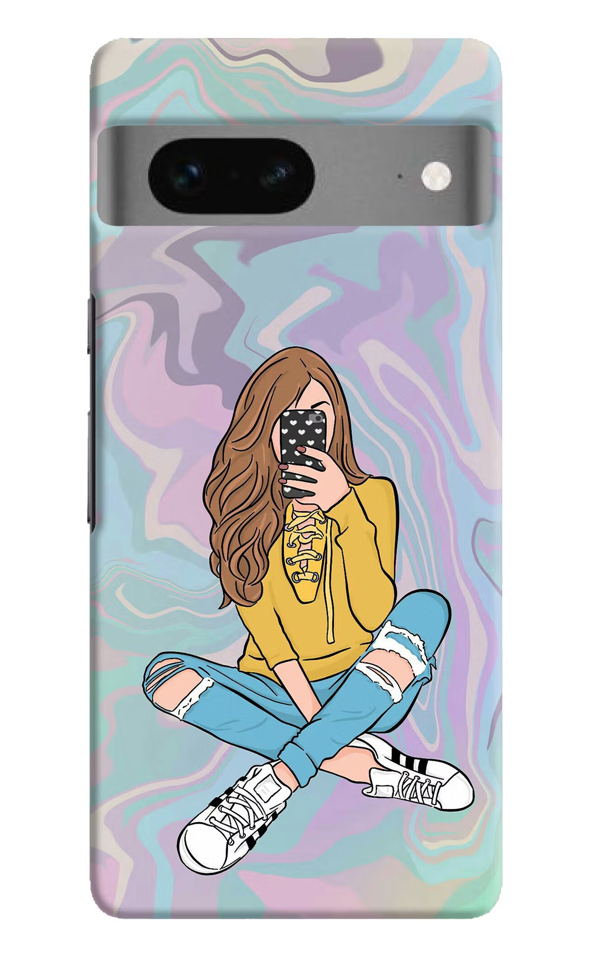 Selfie Girl Google Pixel 7 Hard Case Back Cover by Casekaro