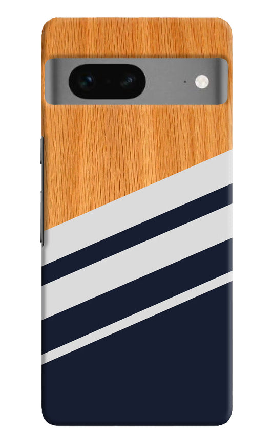 Blue and white wooden Google Pixel 7 Hard Case Back Cover by Casekaro