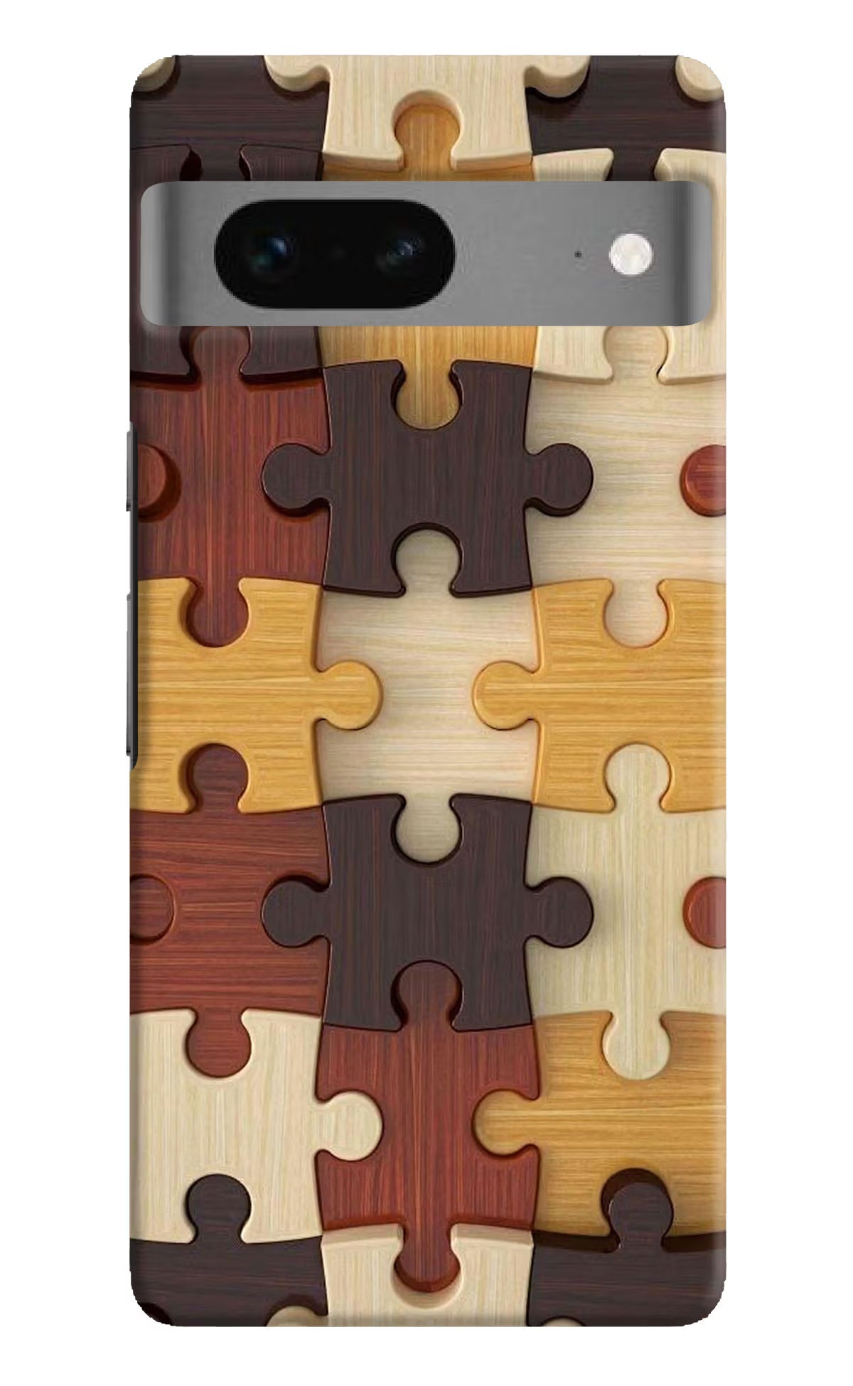 Wooden Puzzle Google Pixel 7 Hard Case Back Cover by Casekaro