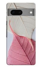 White Pink Leaf Google Pixel 7 Hard Case Back Cover by Casekaro