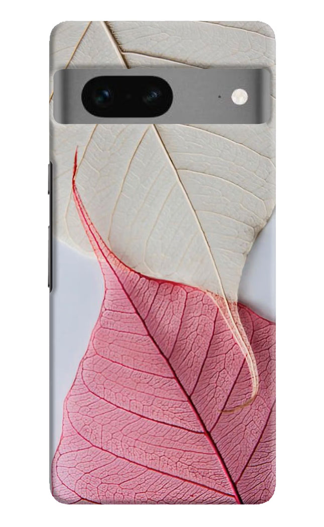 White Pink Leaf Google Pixel 7 Hard Case Back Cover by Casekaro