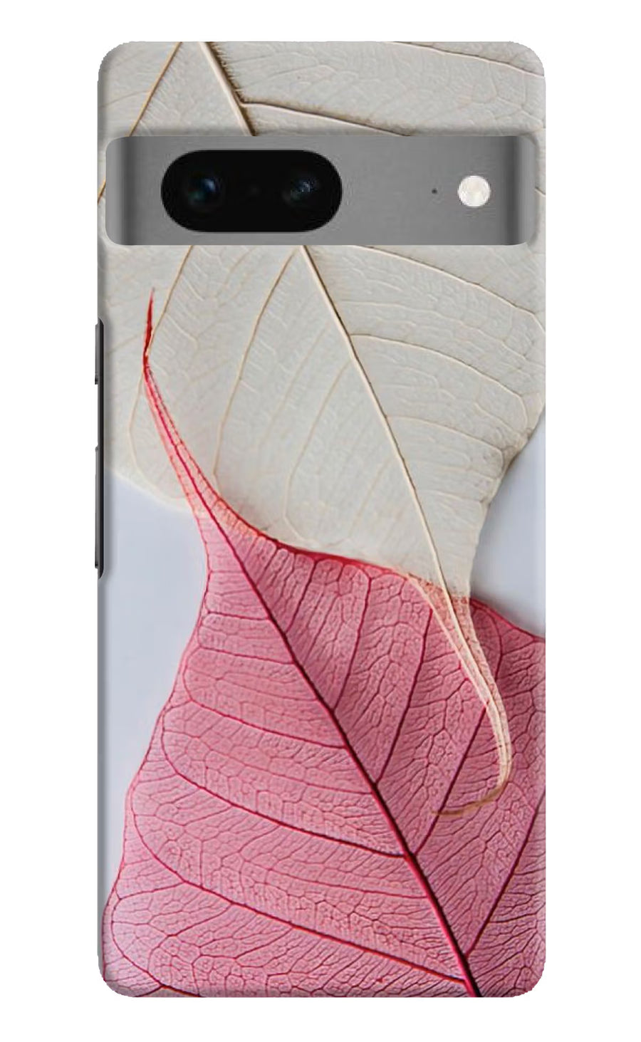 White Pink Leaf Google Pixel 7 Back Cover, Hard case