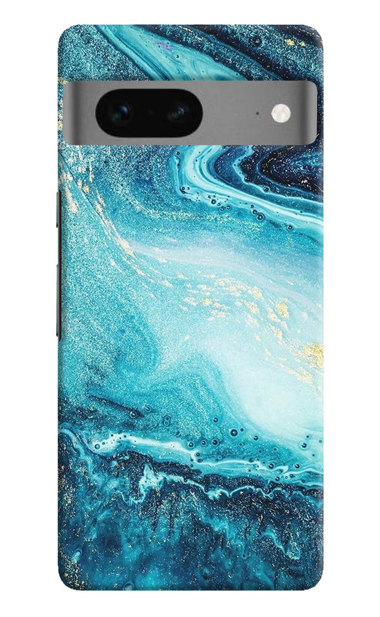 Blue Glitter Marble Google Pixel 7 Hard Case Back Cover by Casekaro