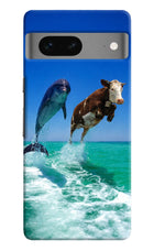 Dolphin vs Cow Google Pixel 7 Hard Case Back Cover by Casekaro