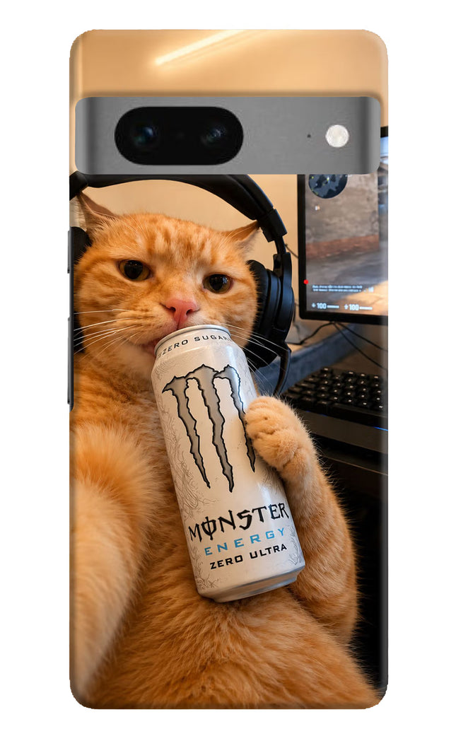 Gamer Cat Energy Google Pixel 7 Hard Case Back Cover by Casekaro