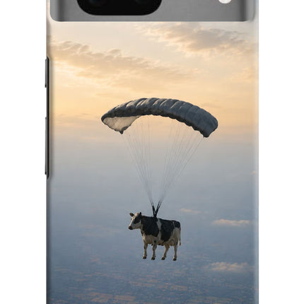 Skydiving Cow Google Pixel 7 Hard Case Back Cover by Casekaro