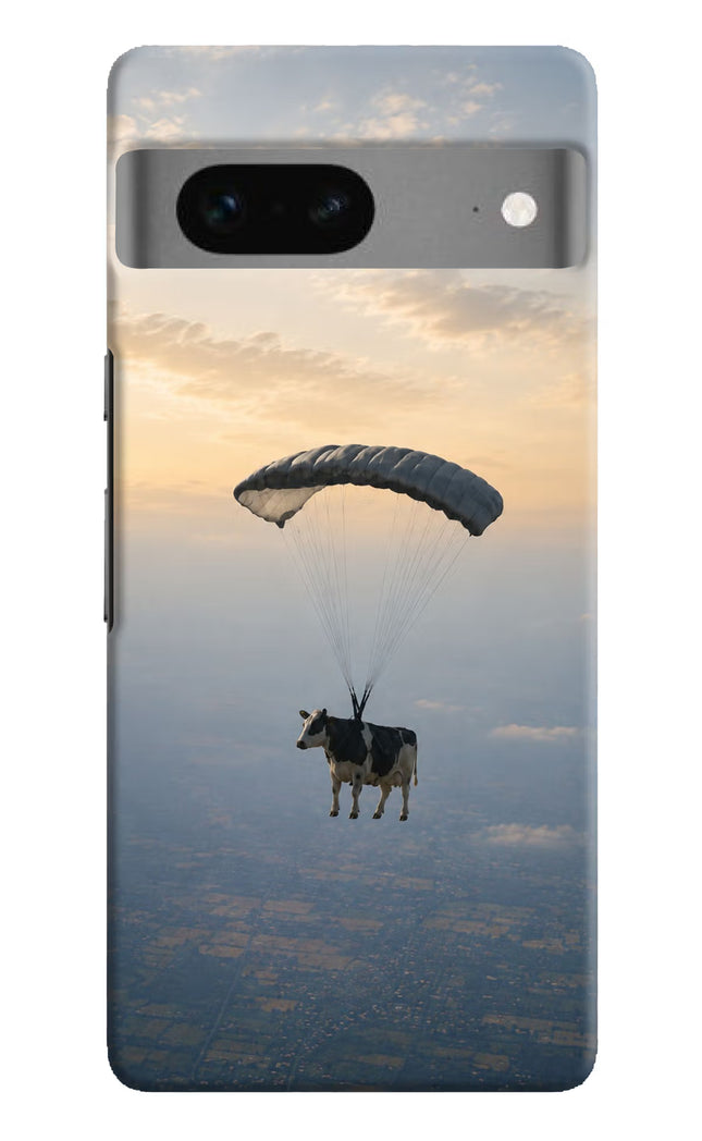 Skydiving Cow Google Pixel 7 Hard Case Back Cover by Casekaro