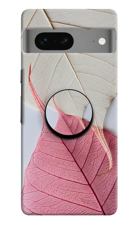White Pink Leaf Google Pixel 7 Pop Case by Casekaro