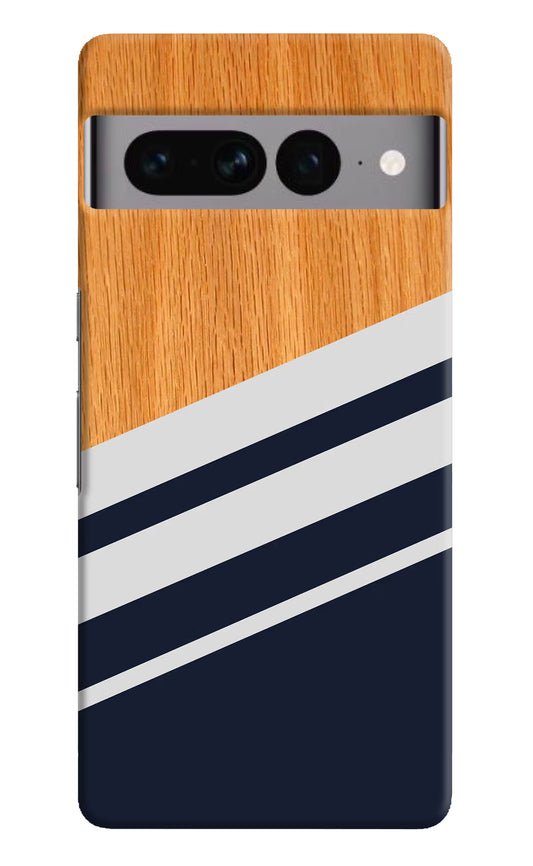 Blue and white wooden Google Pixel 7 Pro Hard Case Back Cover by Casekaro