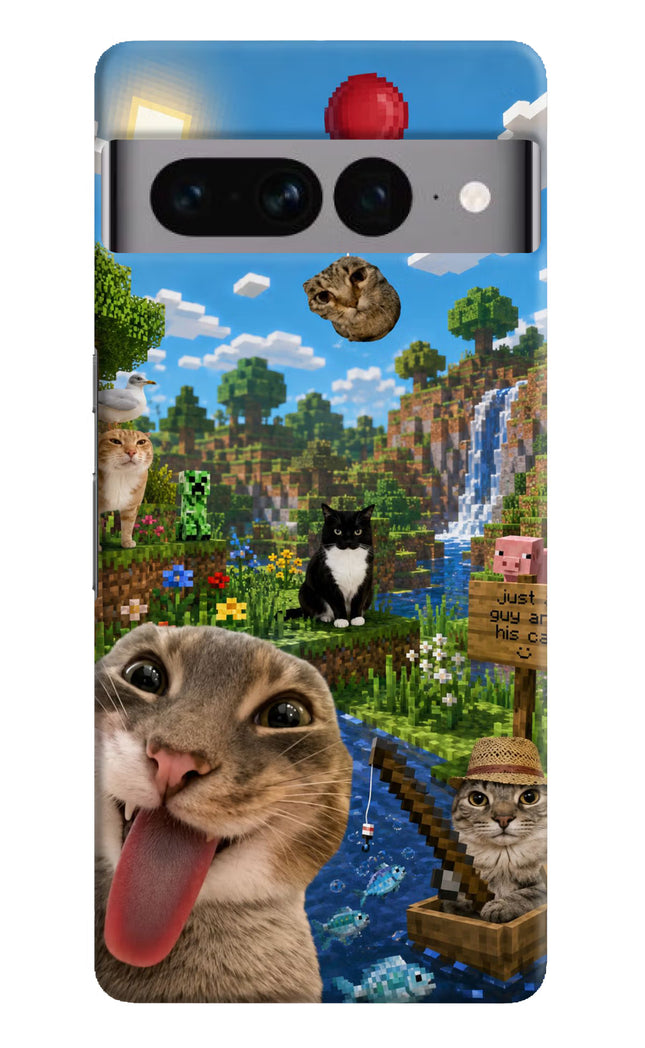 Minecraft Cat Chaos Google Pixel 7 Pro Hard Case Back Cover by Casekaro