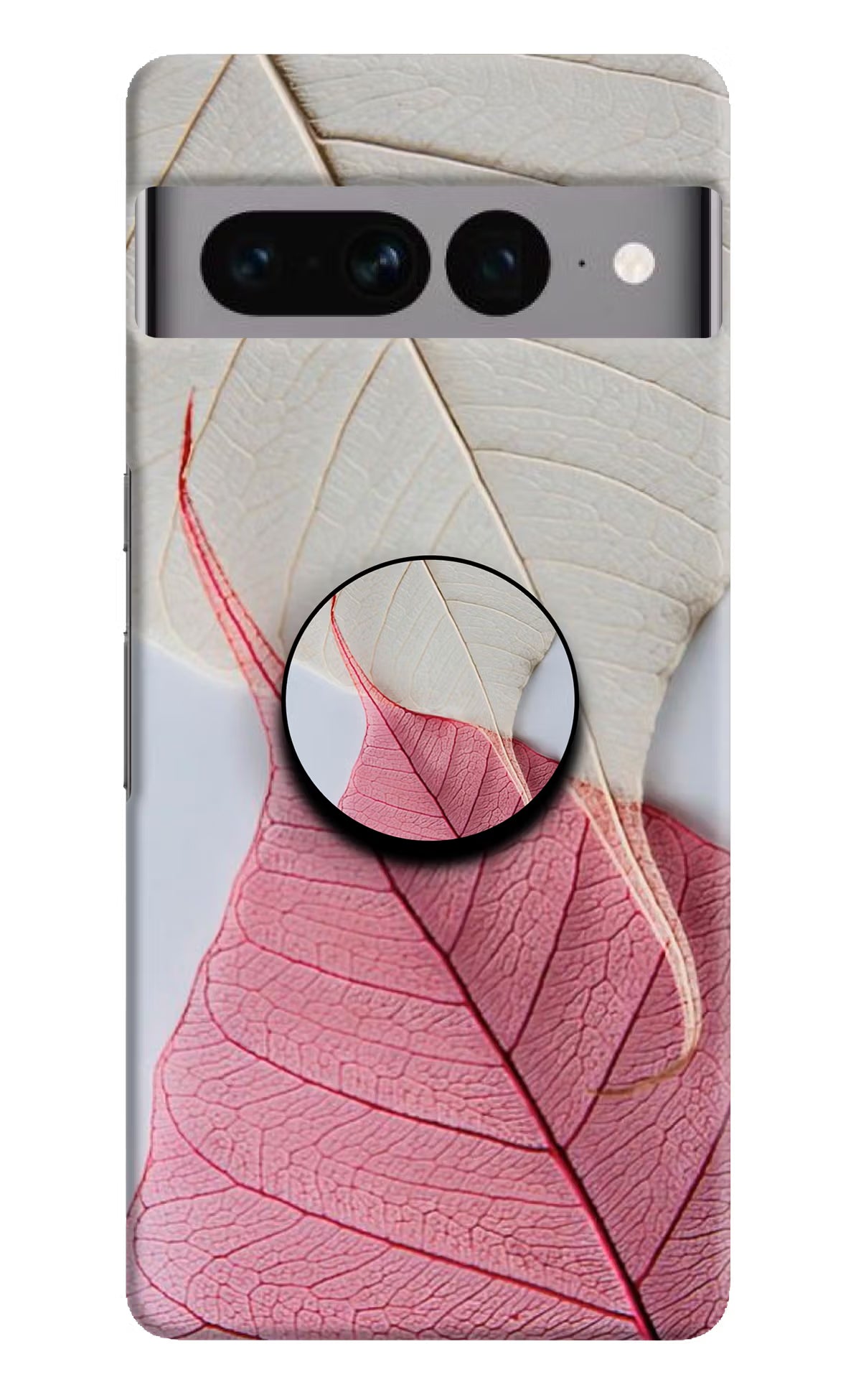 White Pink Leaf Google Pixel 7 Pro Pop Case by Casekaro