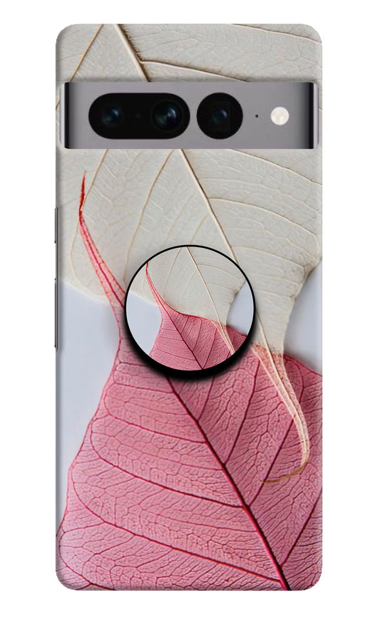 White Pink Leaf Google Pixel 7 Pro Pop Case by Casekaro