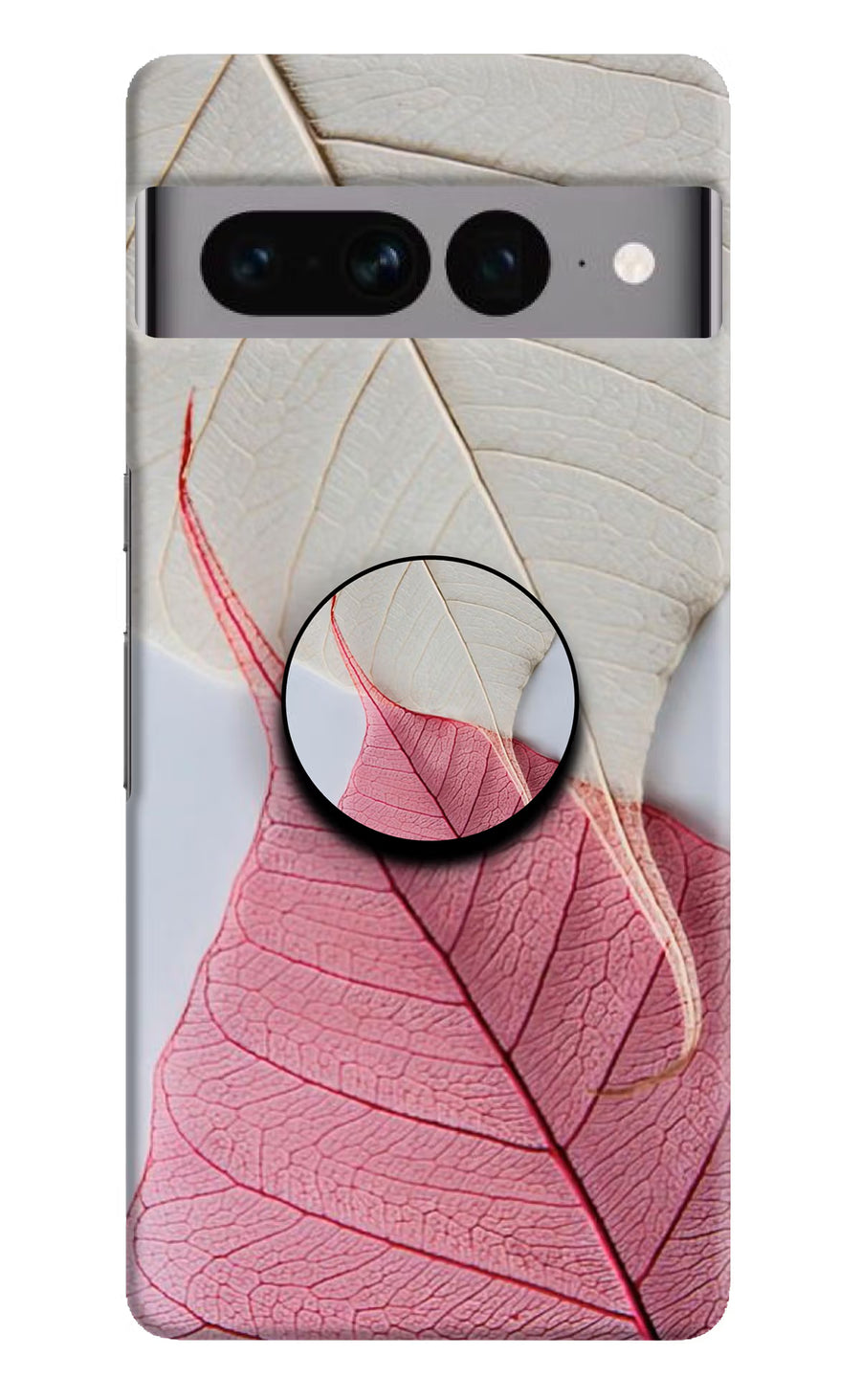 White Pink Leaf Google Pixel 7 Pro Pop Case, Hard case