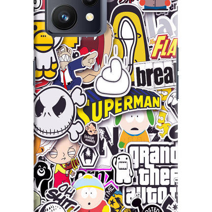 Sticker Bomb Realme 9 4G Hard Case Back Cover by Casekaro