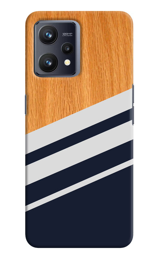 Blue and white wooden Realme 9 4G Hard Case Back Cover by Casekaro